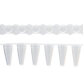 PCR strip 0.1mL 8-strip tubes, Optical flat cap, Naturel