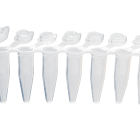 PCR strip 0.2mL 8-strip tubes, Bevestigde optical flat cap, Naturel