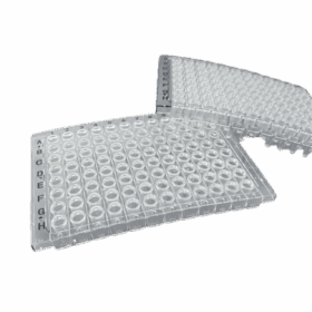 0.1mL PCR Plaat, 96-wells, Semi-Skirt, Clear Tube + Clear Frame (Scheurbaar)